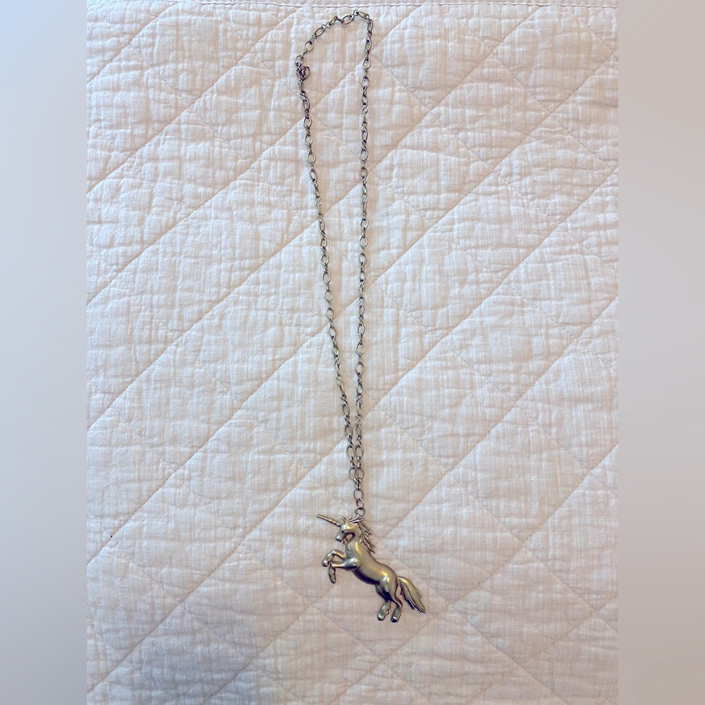Unicorn long statement necklace.
